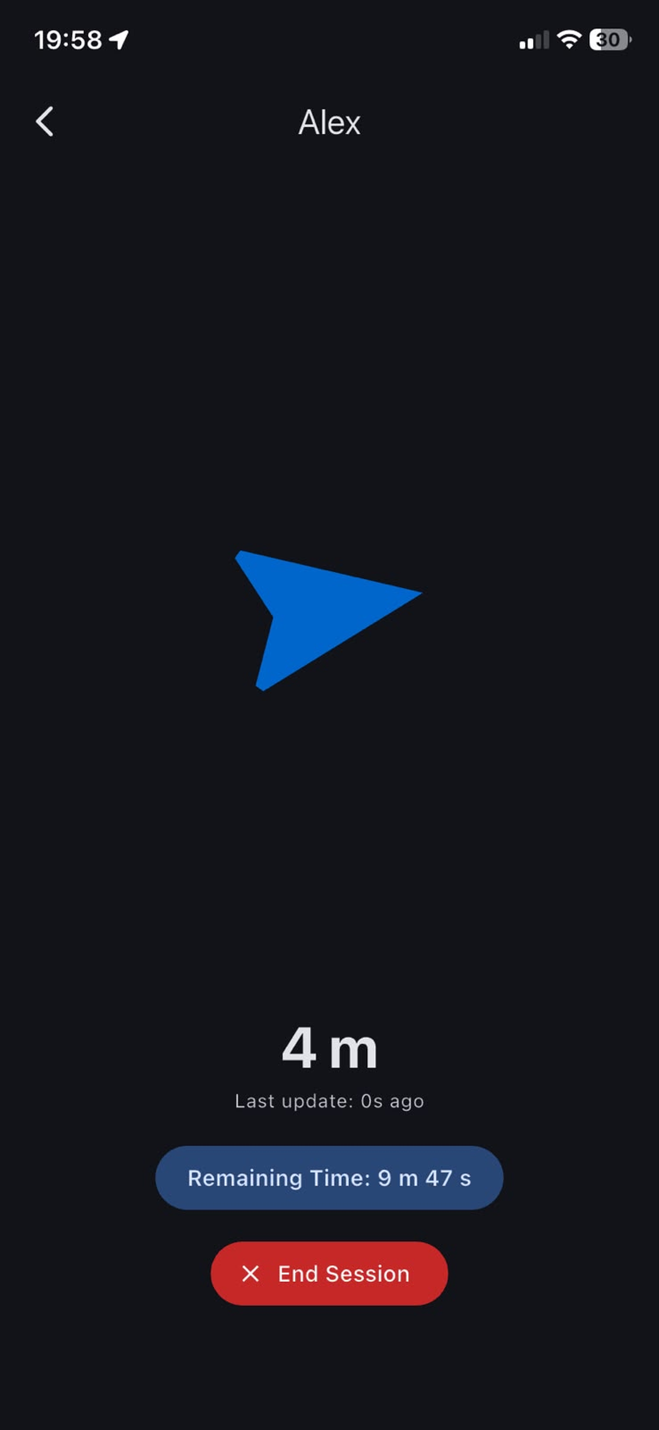FindMeNow live direction and distance screen